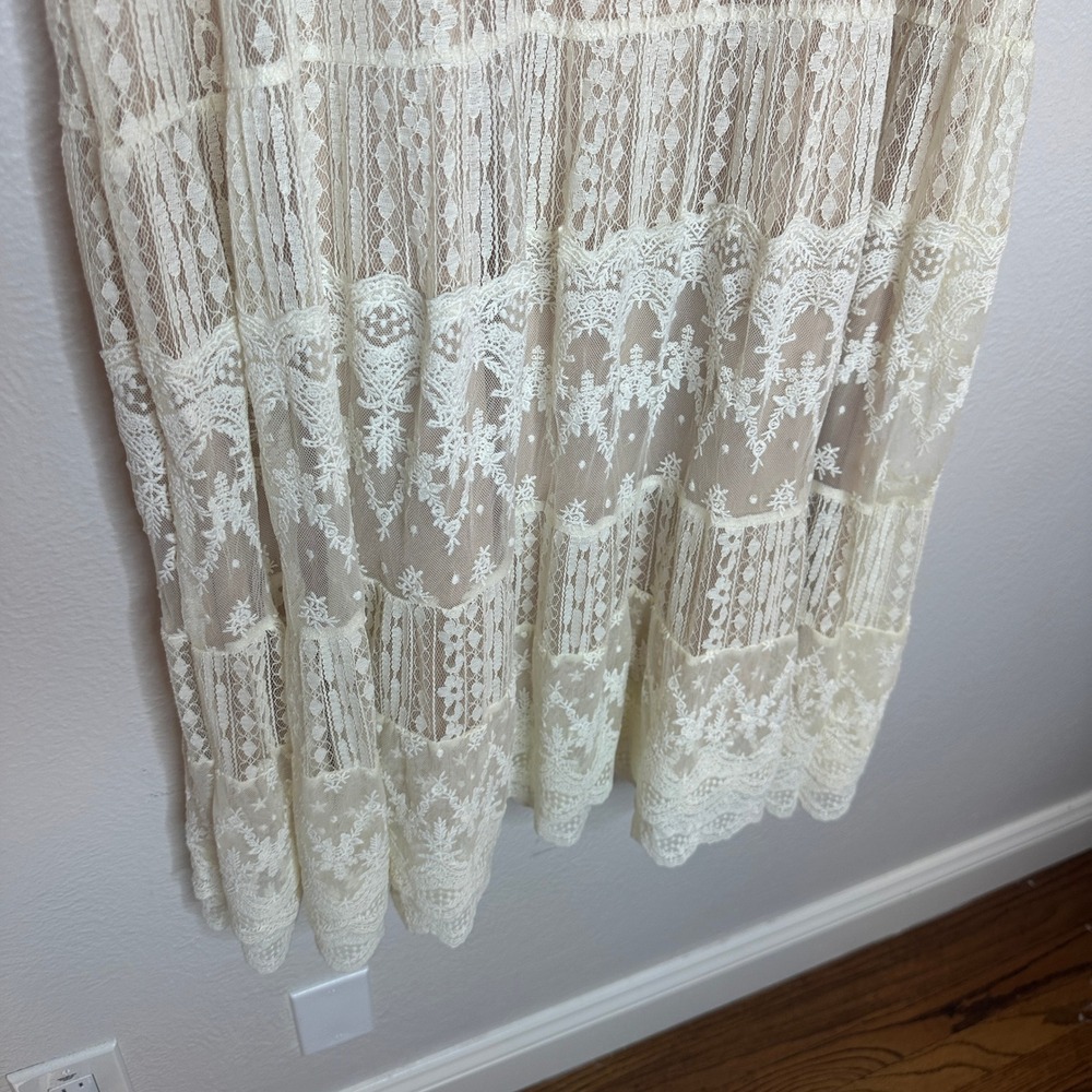 Sundance Sweep of Lace Dress Cream Midi Size XL Like New Boho - Picture 6 of 8